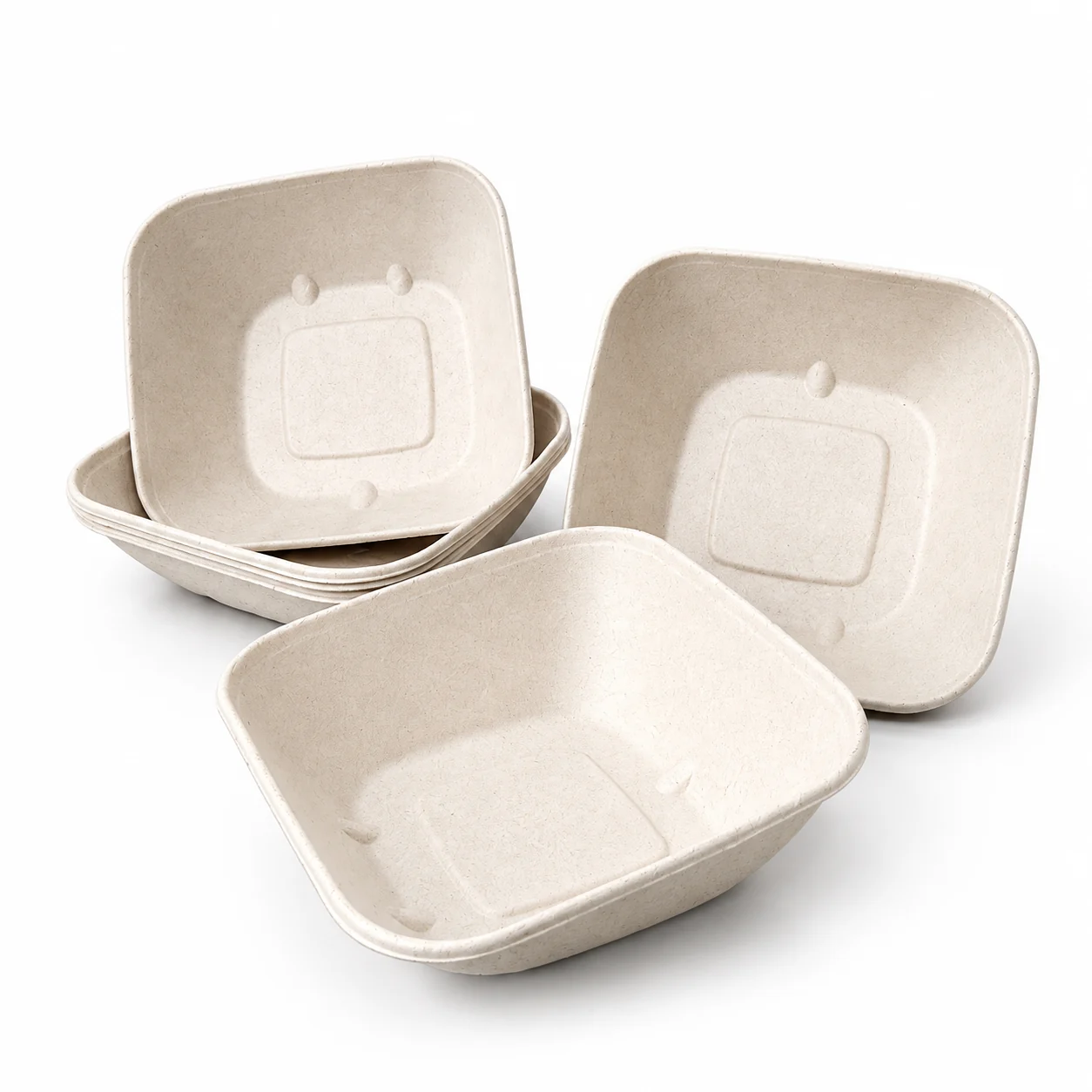 Square Slanted-Rim Bagasse Salad Bowl — Bowl arrangement