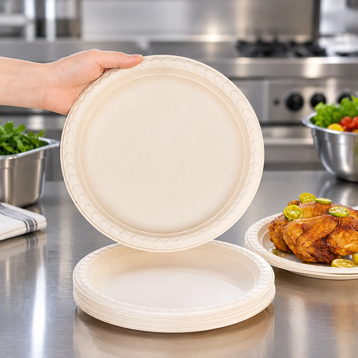 Sugarcane Bagasse Round Dinner Plate (9-inch)