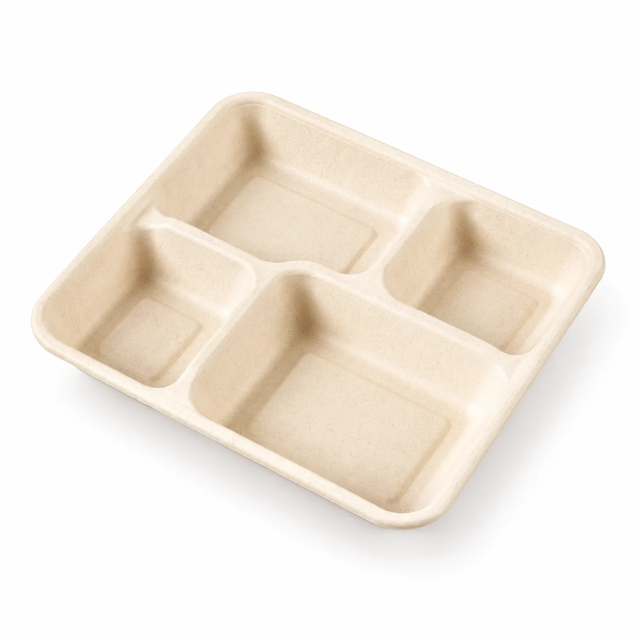 4-Compartment Bagasse Meal Tray (1,200 mL) — Four-compartment tray